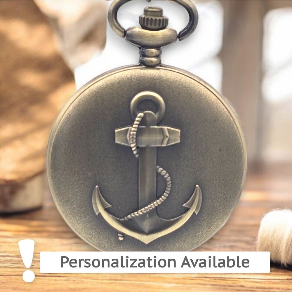 Anchor Pocket Watch – Vintage Look Nautical US Navy Sailor Marine Ocean Keepsake